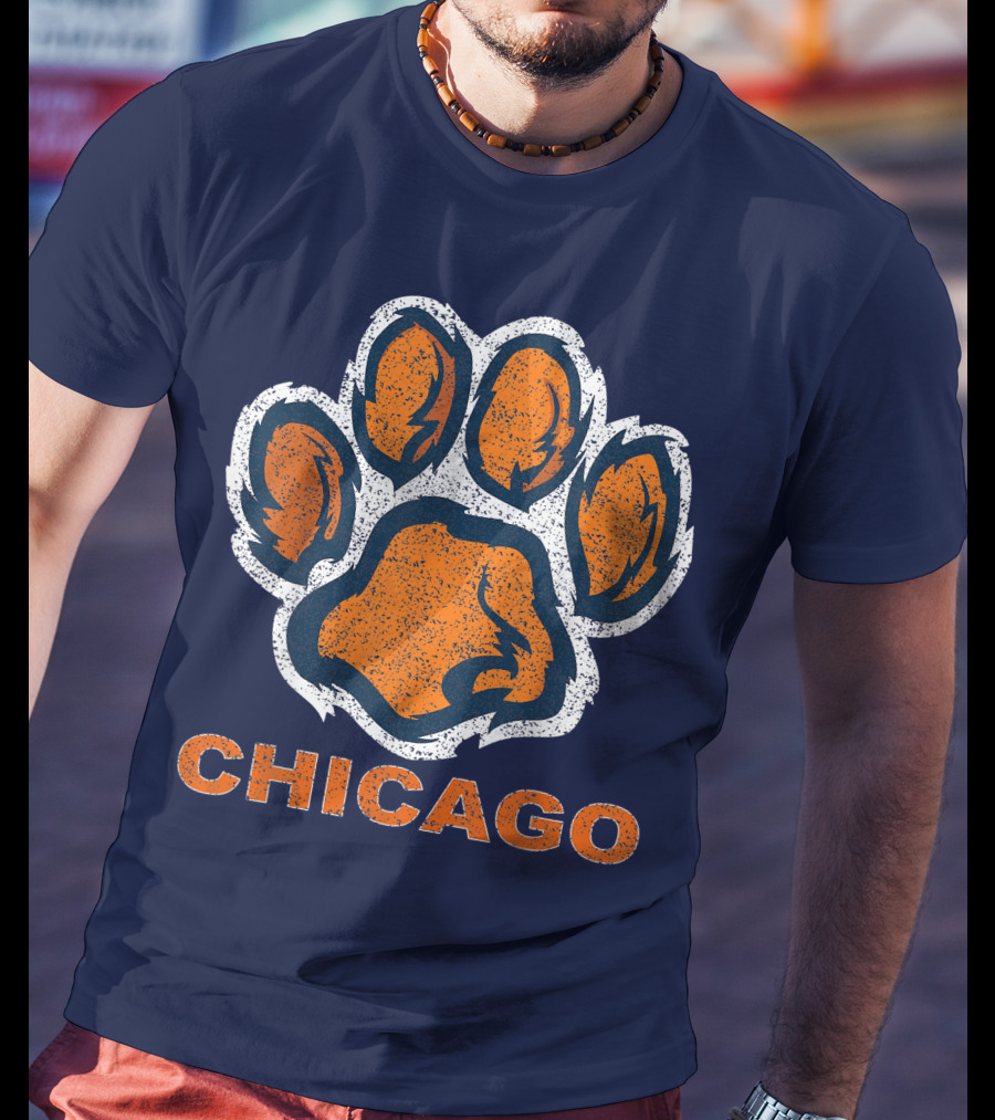 Chicago Bear Paw Orange Vintage Football T-Shirt