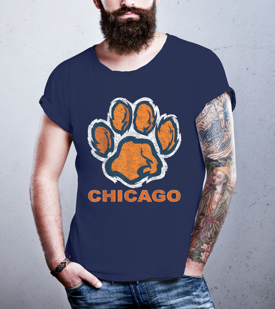 Chicago Bear Paw Orange Vintage Football T-Shirt