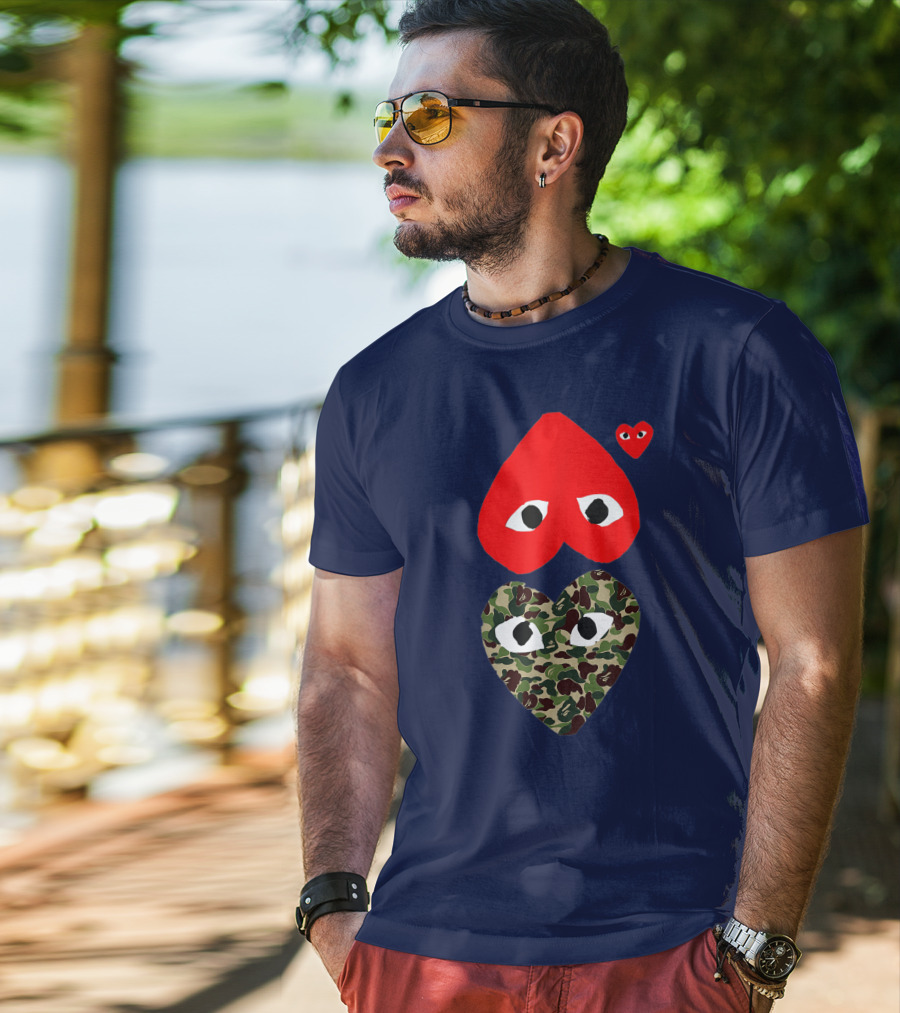 Comme Des Garçons Play Heart Camouflage Eyes T-Shirt