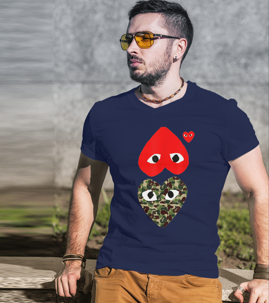 Comme Des Garçons Play Heart Camouflage Eyes T-Shirt