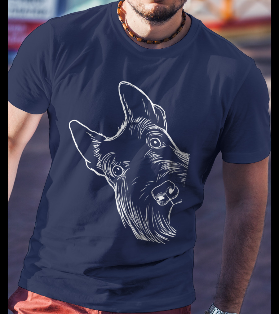 Funny Scottish Terrier Scottie Dog Peeking T-Shirt