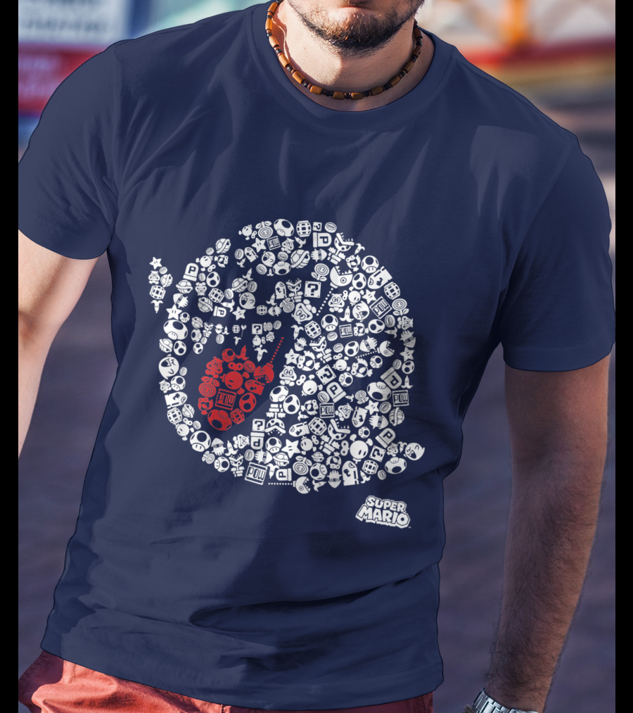 Super Mario Boo Icon With Game Elements T-Shirt