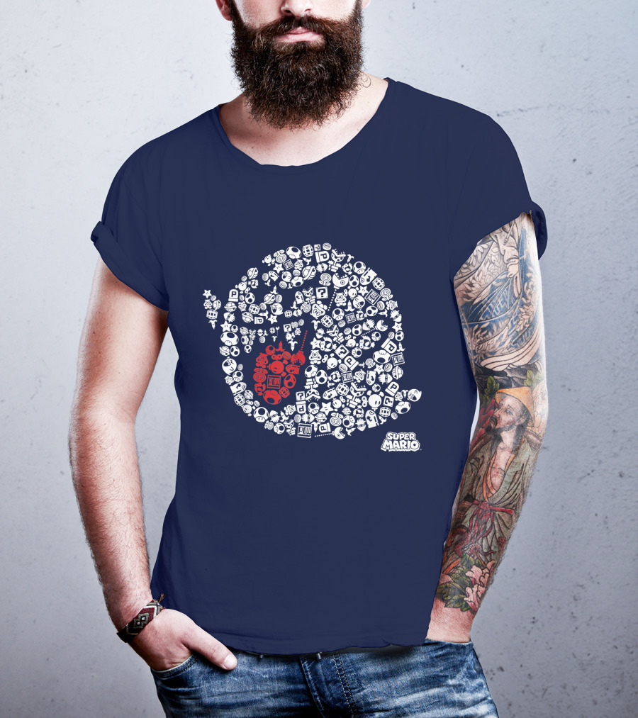 Super Mario Boo Icon With Game Elements T-Shirt