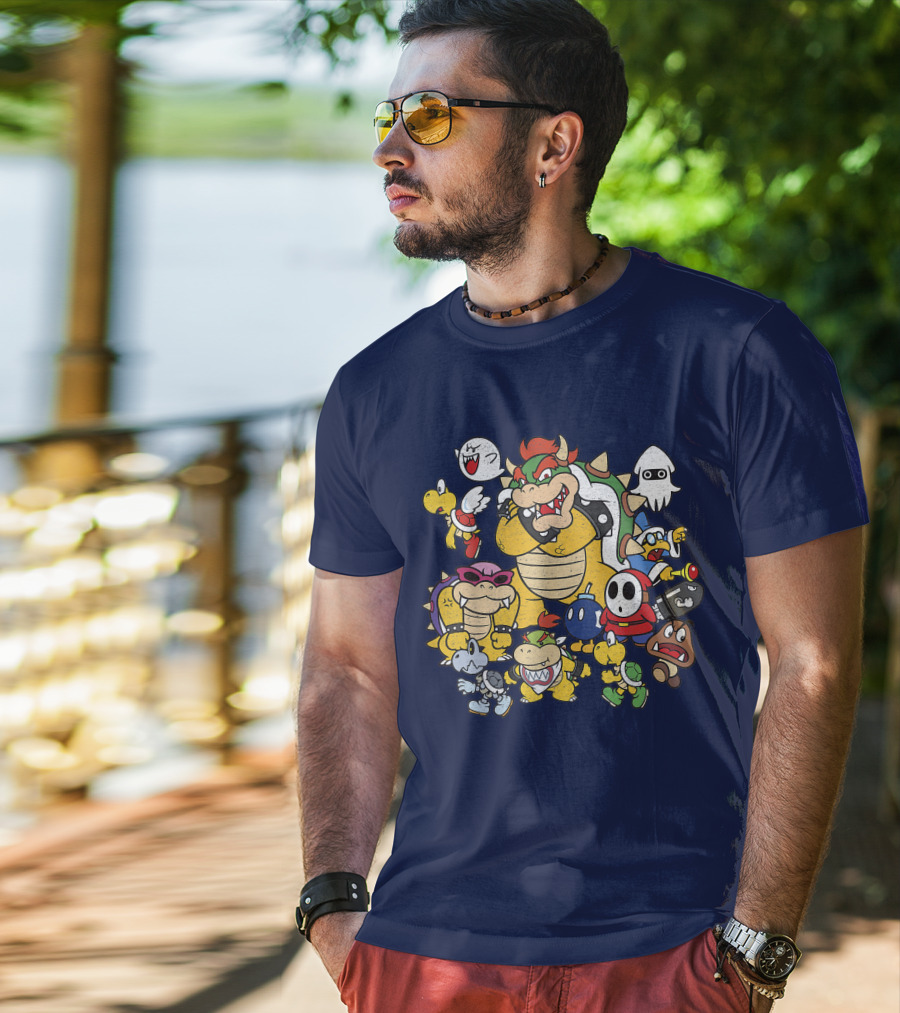 Super Mario Bowser And Classic Enemy Characters Group T-Shirt