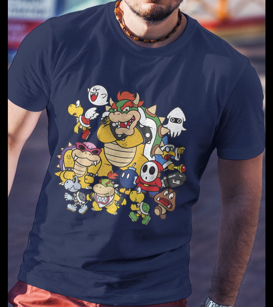 Super Mario Bowser And Classic Enemy Characters Group T-Shirt