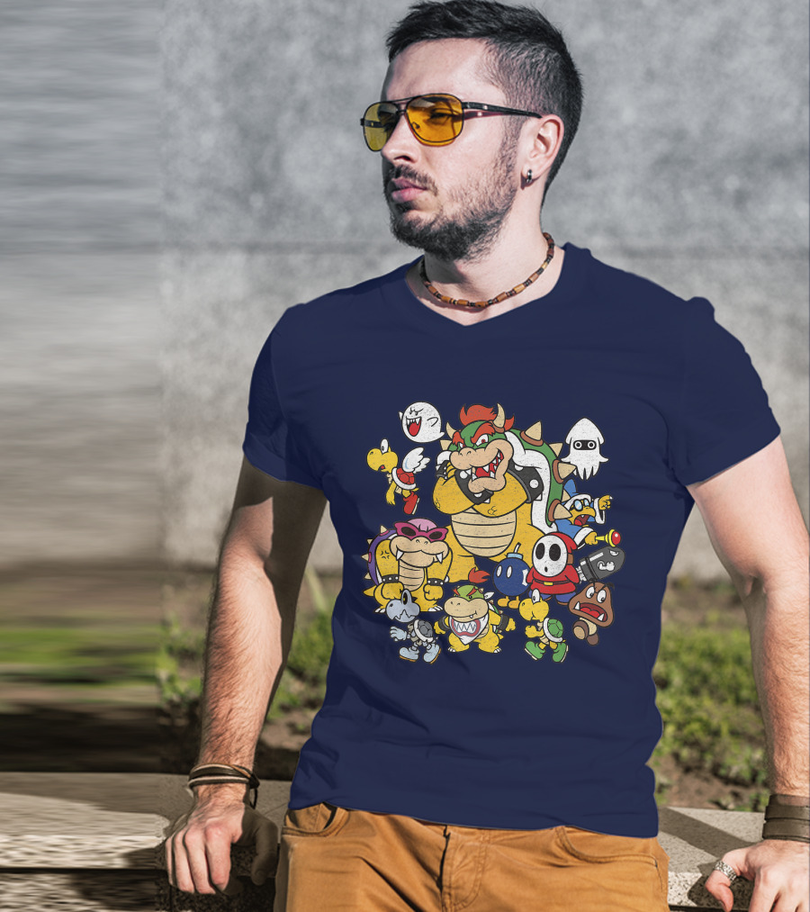 Super Mario Bowser And Classic Enemy Characters Group T-Shirt
