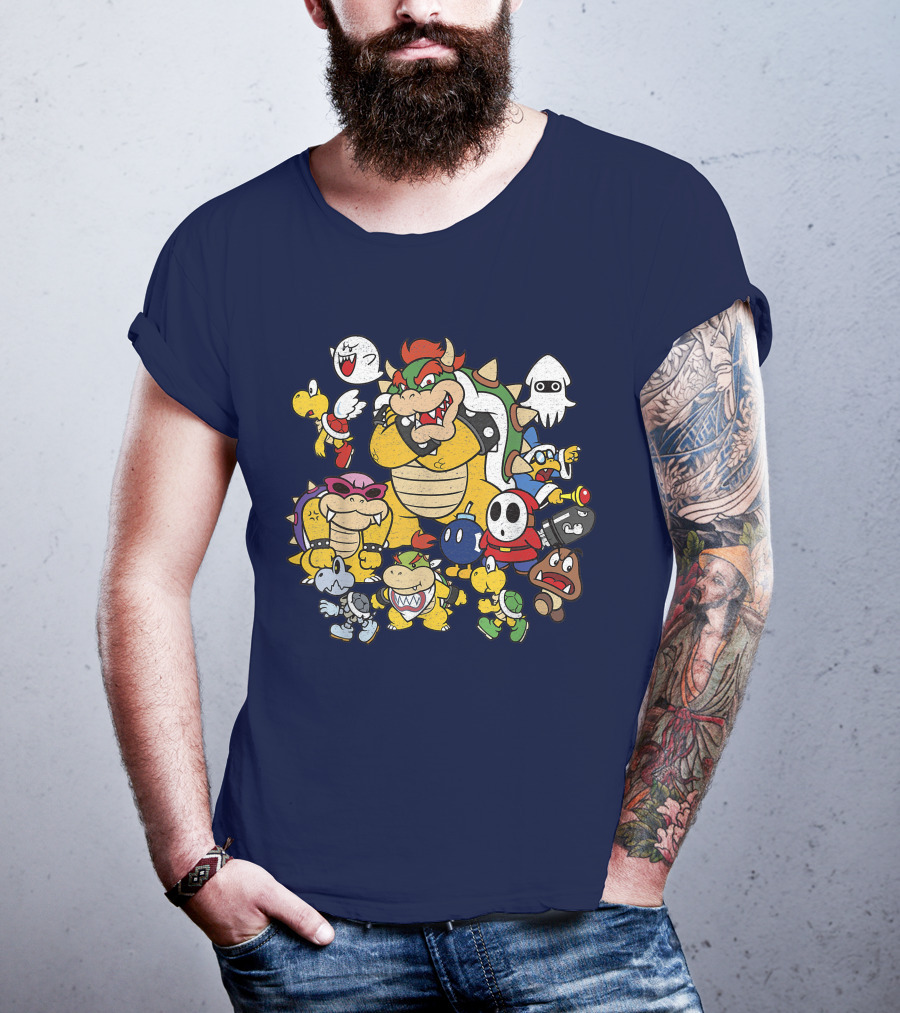 Super Mario Bowser And Classic Enemy Characters Group T-Shirt