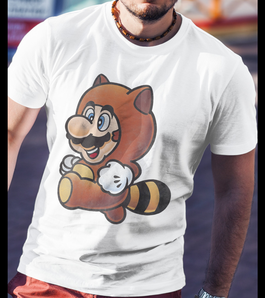 Super Mario Bros Tanooki Mario Power-Up Suit Character T-Shirt