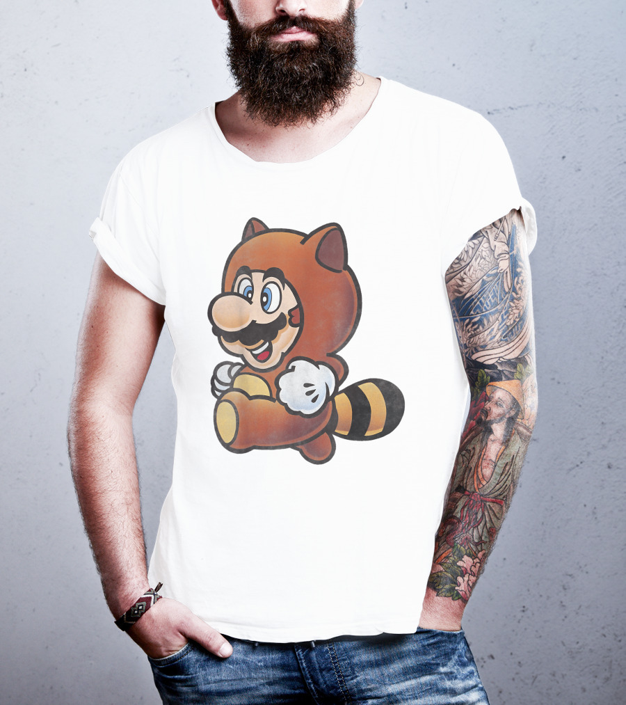 Super Mario Bros Tanooki Mario Power-Up Suit Character T-Shirt