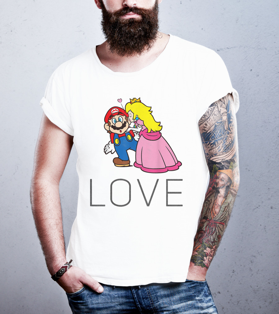Super Mario Princess Peach Kiss Love Iconic Funny Moment T-Shirt