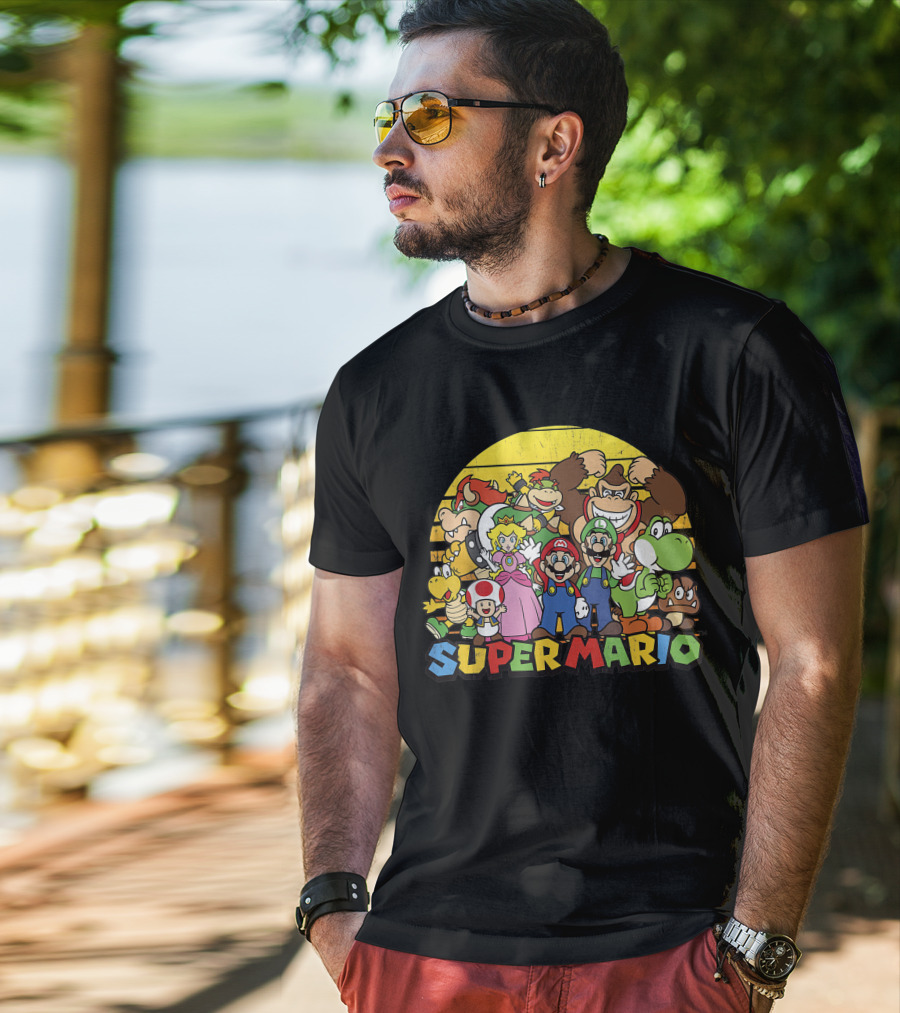 Super Mario Group Characters With Mario, Luigi, Princess Peach, Yoshi, Bowser, And Donkey Kong T-Shirt