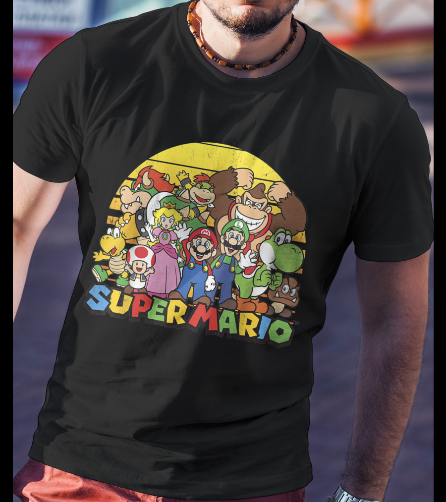 Super Mario Group Characters With Mario, Luigi, Princess Peach, Yoshi, Bowser, And Donkey Kong T-Shirt
