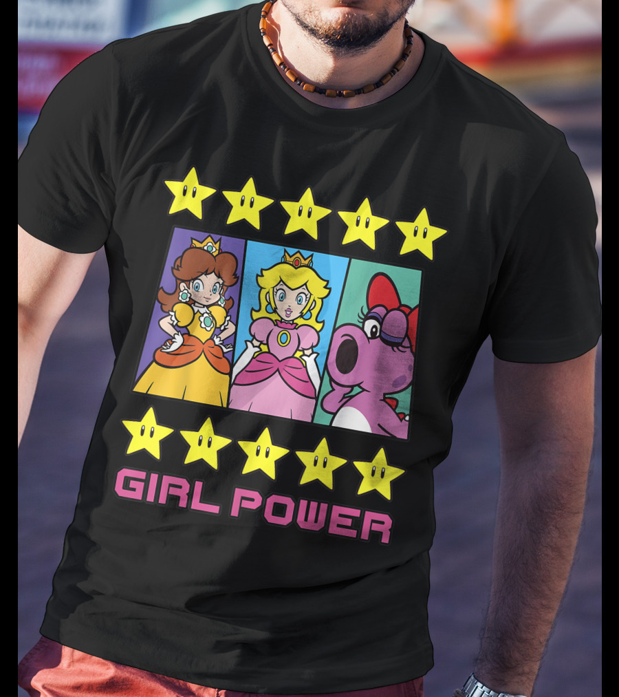 Super Mario Daisy Peach Birdo Girl Power Star Icons T-Shirt