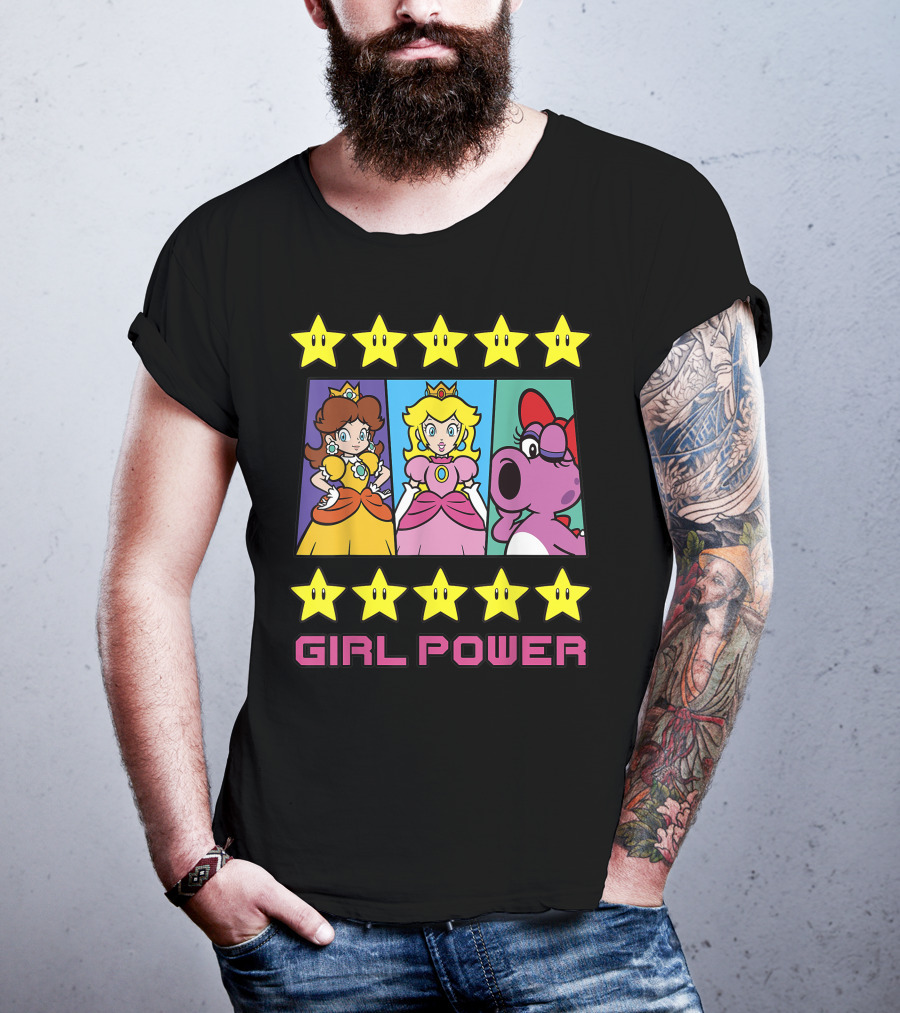 Super Mario Daisy Peach Birdo Girl Power Star Icons T-Shirt