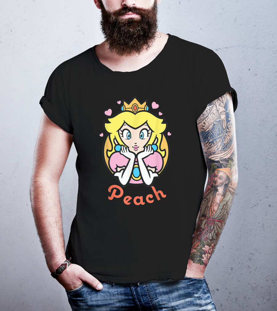 Super Mario Princess Peach With Hearts T-Shirt
