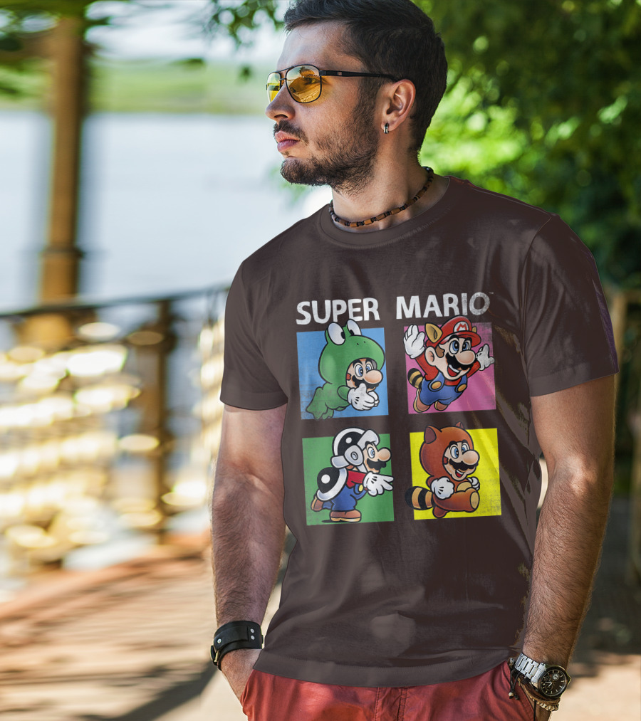 Super Mario Frog Tanooki Hammer Raccoon Costumes T-Shirt