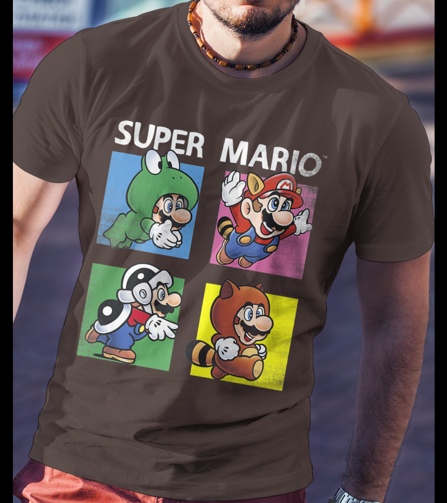 Super Mario Frog Tanooki Hammer Raccoon Costumes T-Shirt