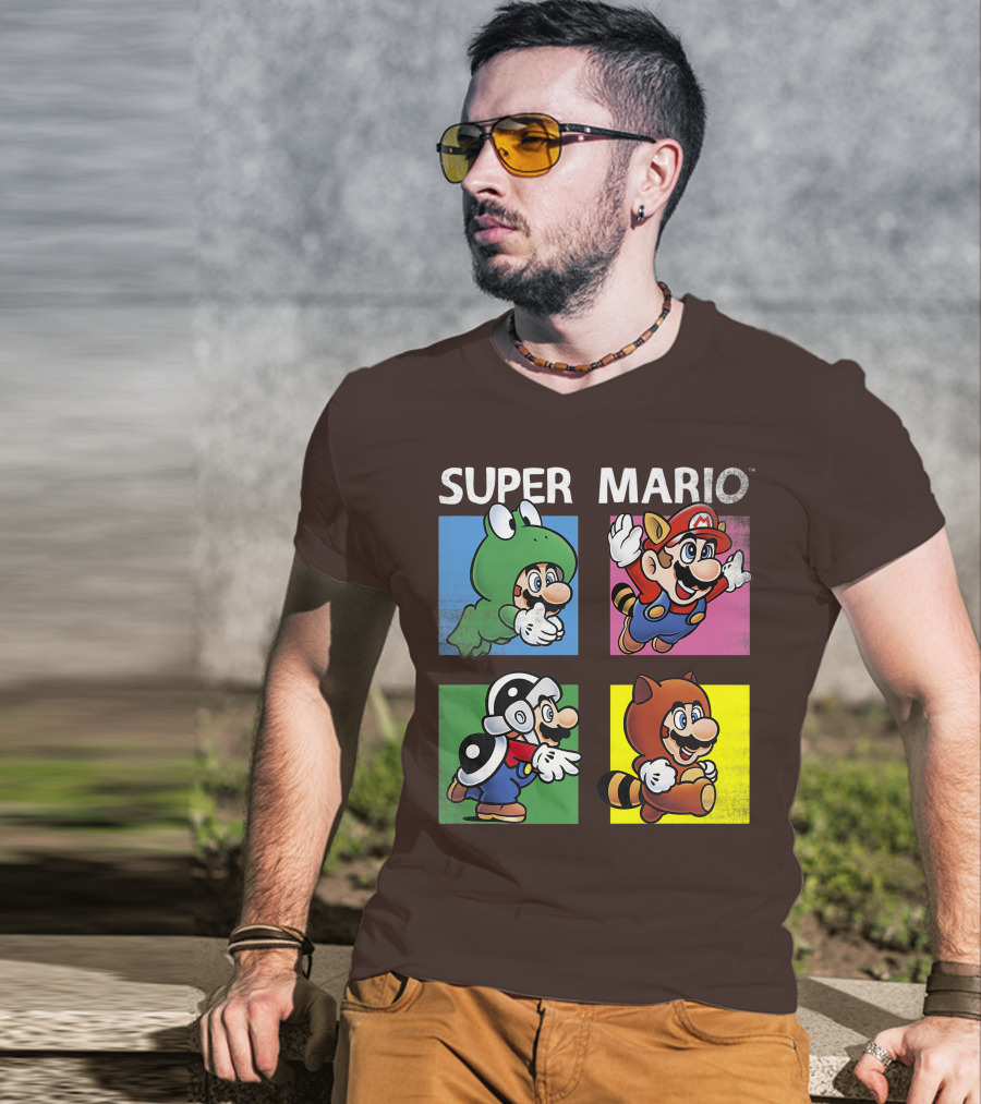 Super Mario Frog Tanooki Hammer Raccoon Costumes T-Shirt