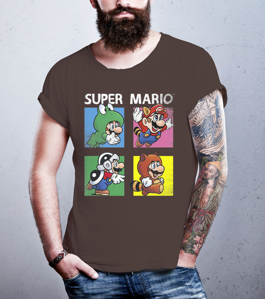 Super Mario Frog Tanooki Hammer Raccoon Costumes T-Shirt