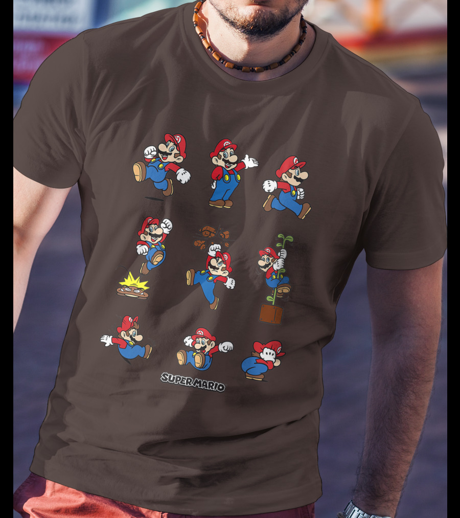 Super Mario All The Moves Funny Action Series T-Shirt