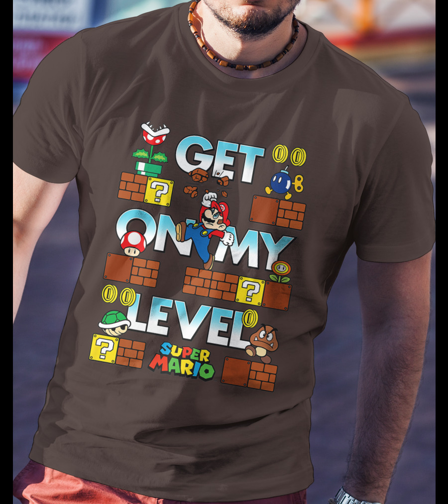 Super Mario Get On My Level With Iconic Game Characters T-Shirt