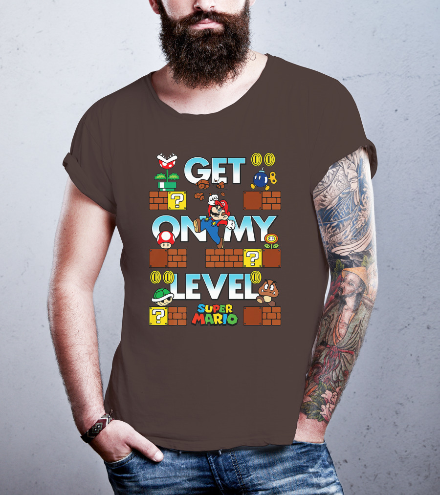 Super Mario Get On My Level With Iconic Game Characters T-Shirt