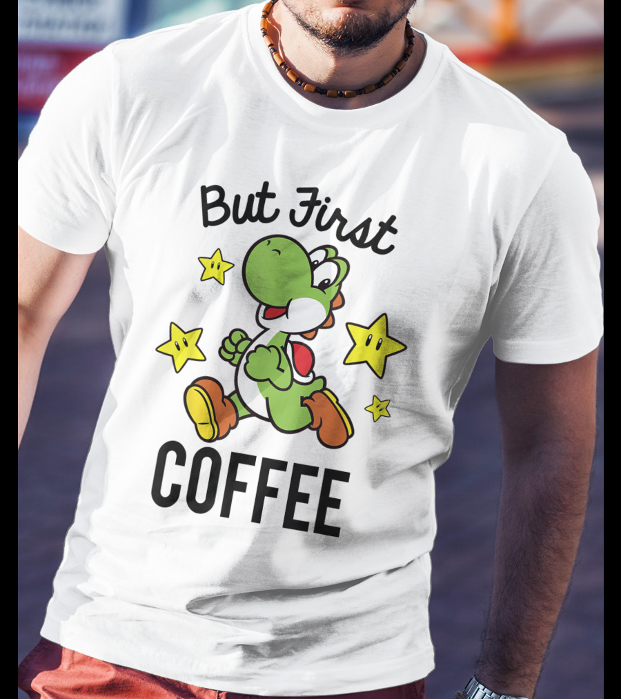 But First Coffee Funny Super Mario Yoshi Stars T-Shirt