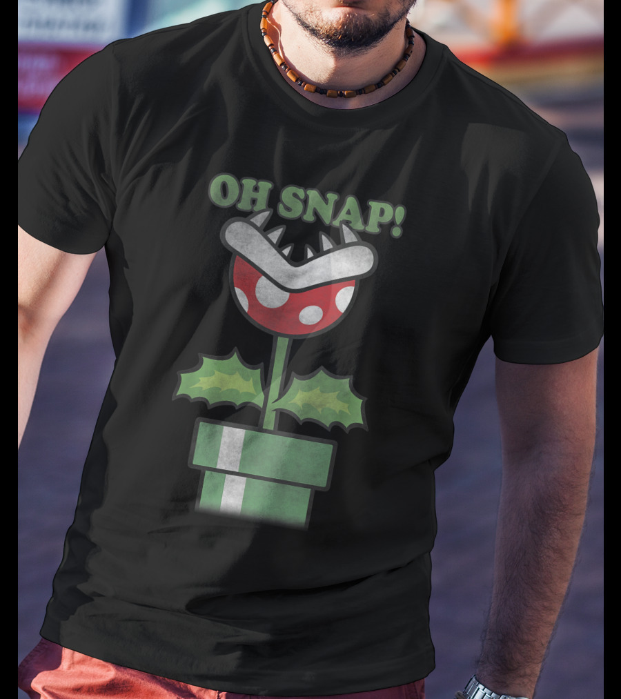 Oh Snap Piranha Plant Christmas Super Mario T-Shirt