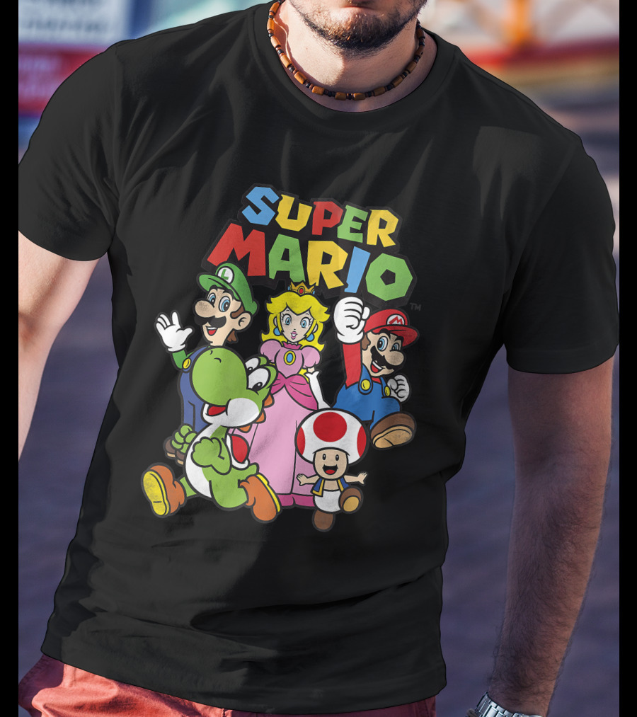 Super Mario Luigi Peach Yoshi Toad Heroes Group T-Shirt