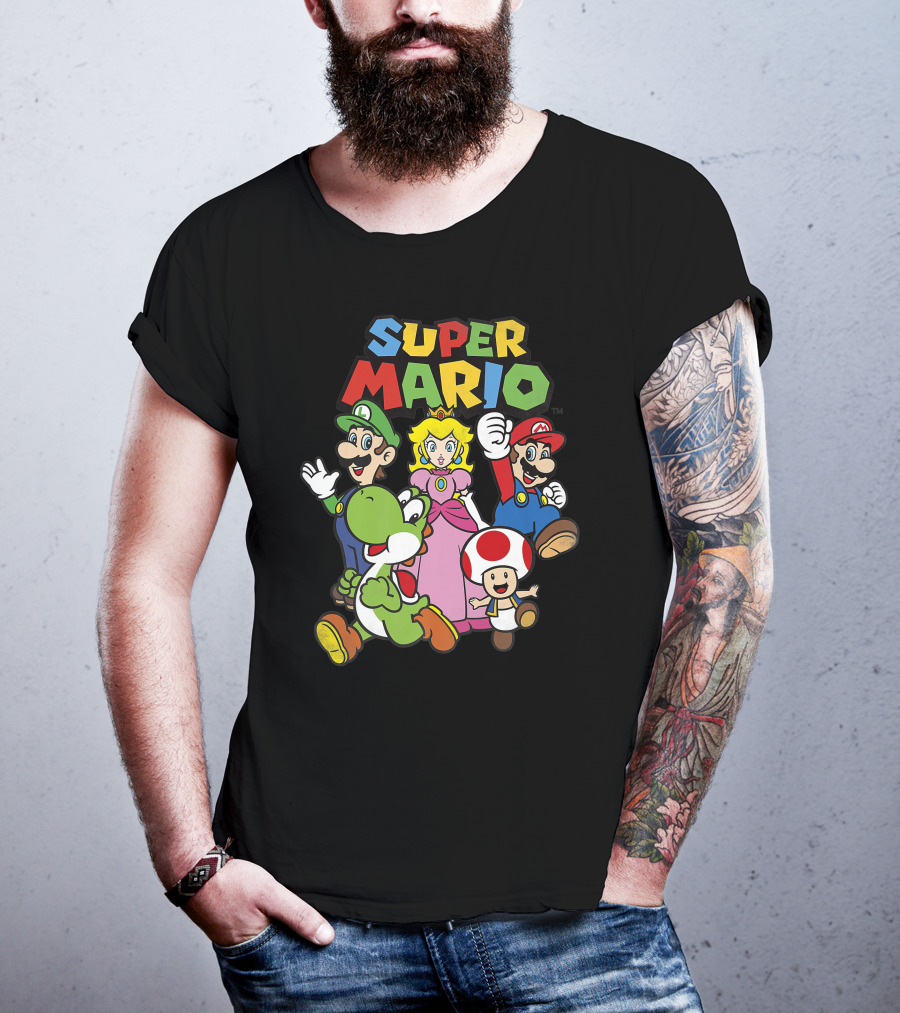 Super Mario Luigi Peach Yoshi Toad Heroes Group T-Shirt
