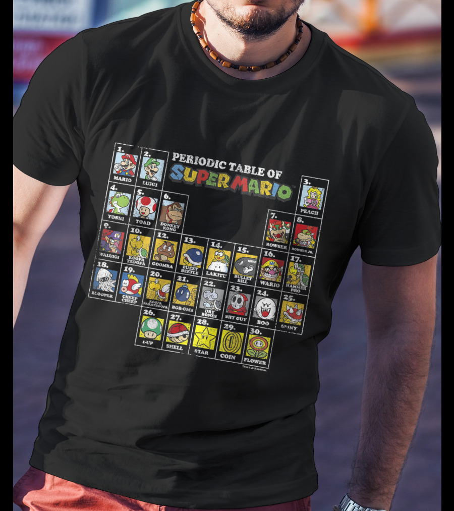 Periodic Table Of Super Mario Characters And Items T-Shirt