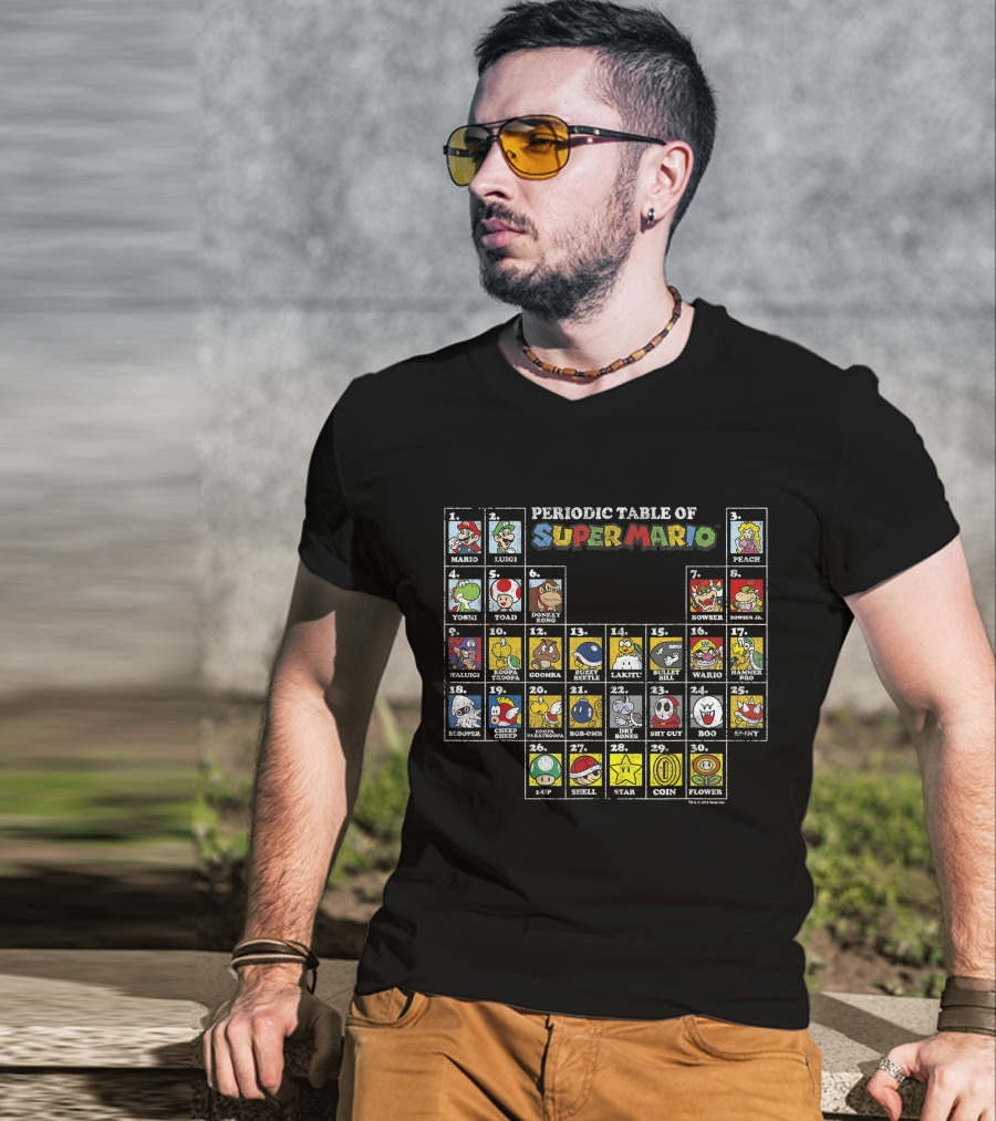 Periodic Table Of Super Mario Characters And Items T-Shirt