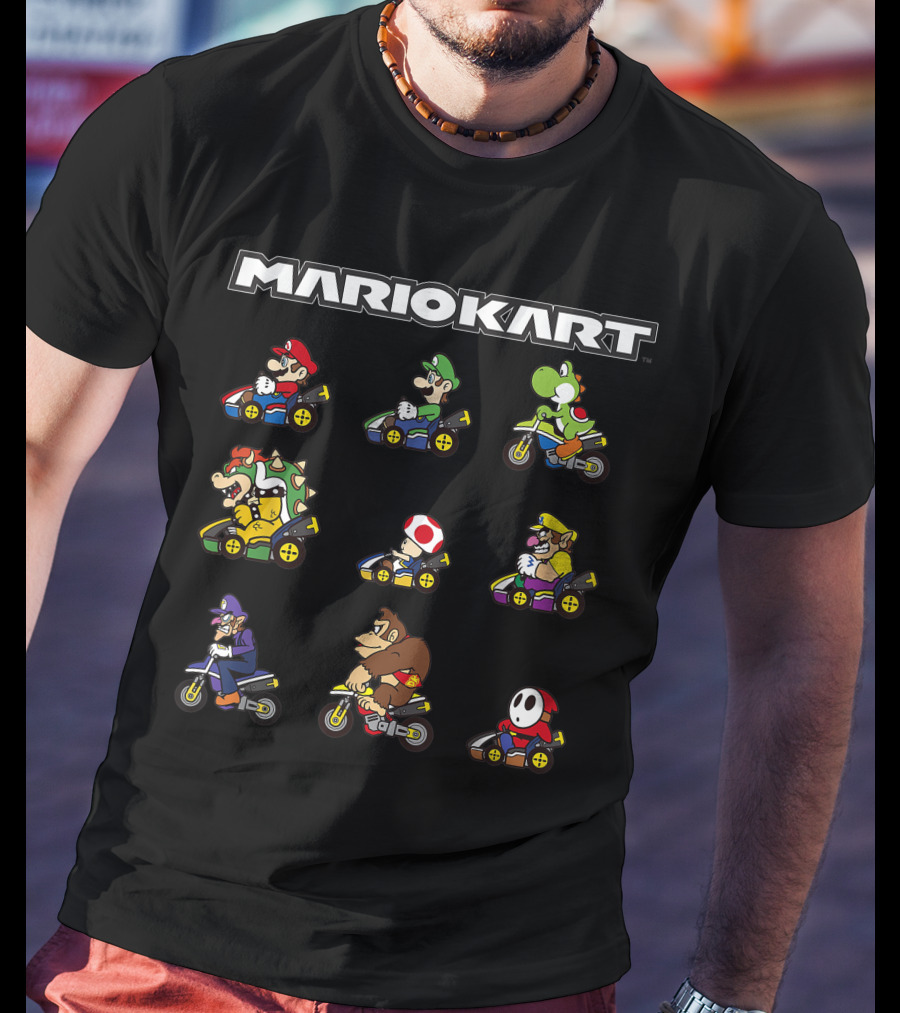 Mario Kart Characters On Bikes Grid T-Shirt