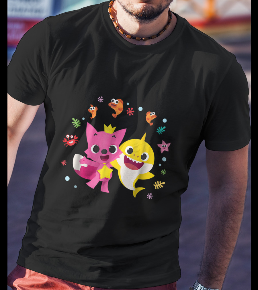 Pinkfong And Baby Shark Sea Adventure With Fish And Starfish T-Shirt