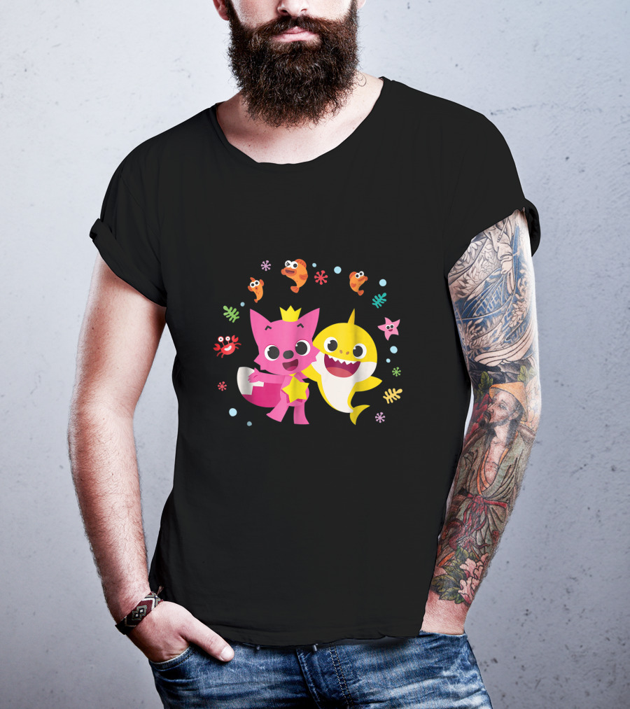 Pinkfong And Baby Shark Sea Adventure With Fish And Starfish T-Shirt