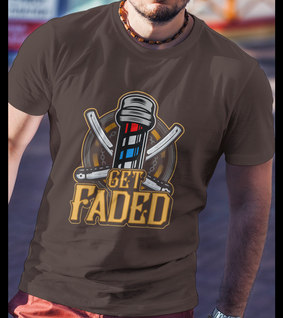 Get Faded Barber Pole Straight Razor T-Shirt