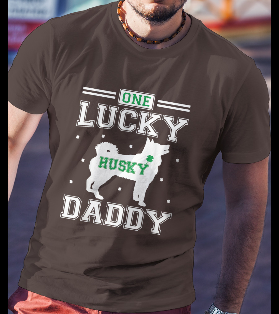 One Lucky Husky Daddy St Patricks Day T-Shirt