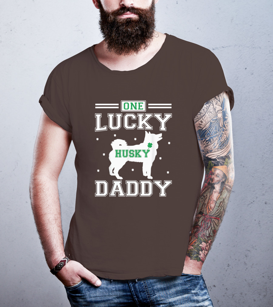 One Lucky Husky Daddy St Patricks Day T-Shirt