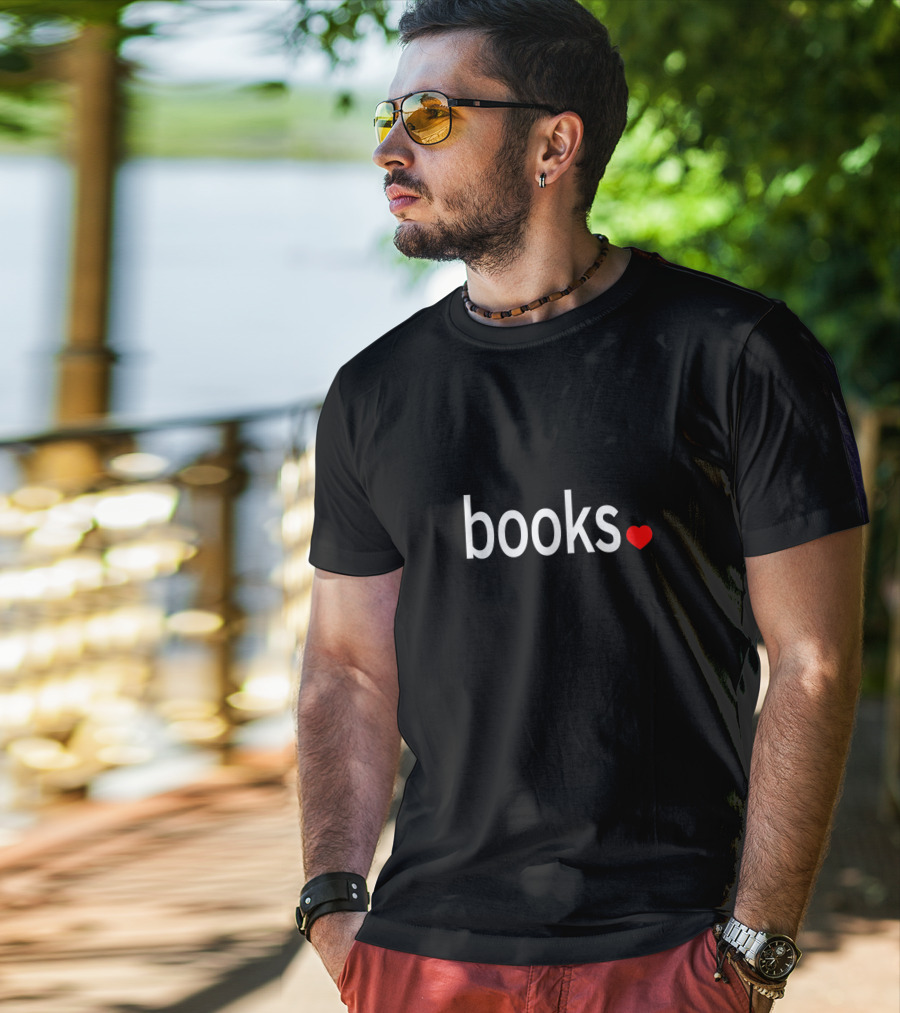Books Love Minimalist Simple Heart T-Shirt