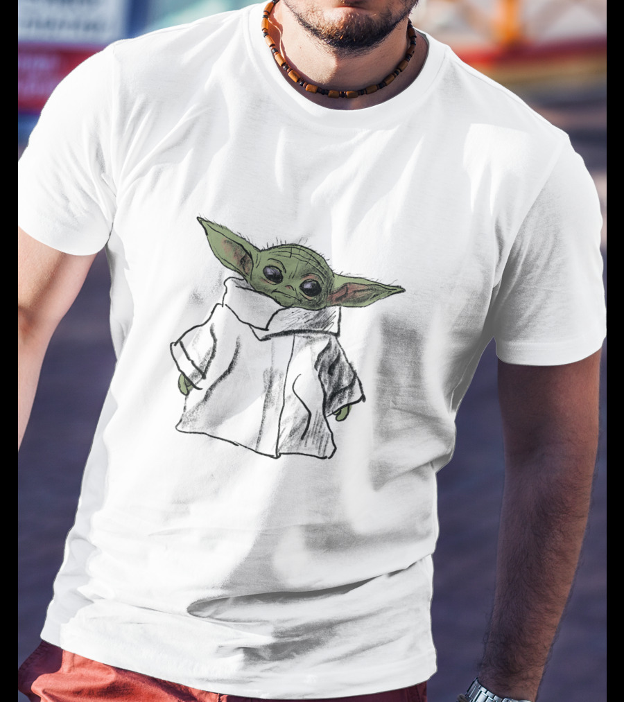 Star Wars The Mandalorian The Child Grogu In Cute Black Robe T-Shirt