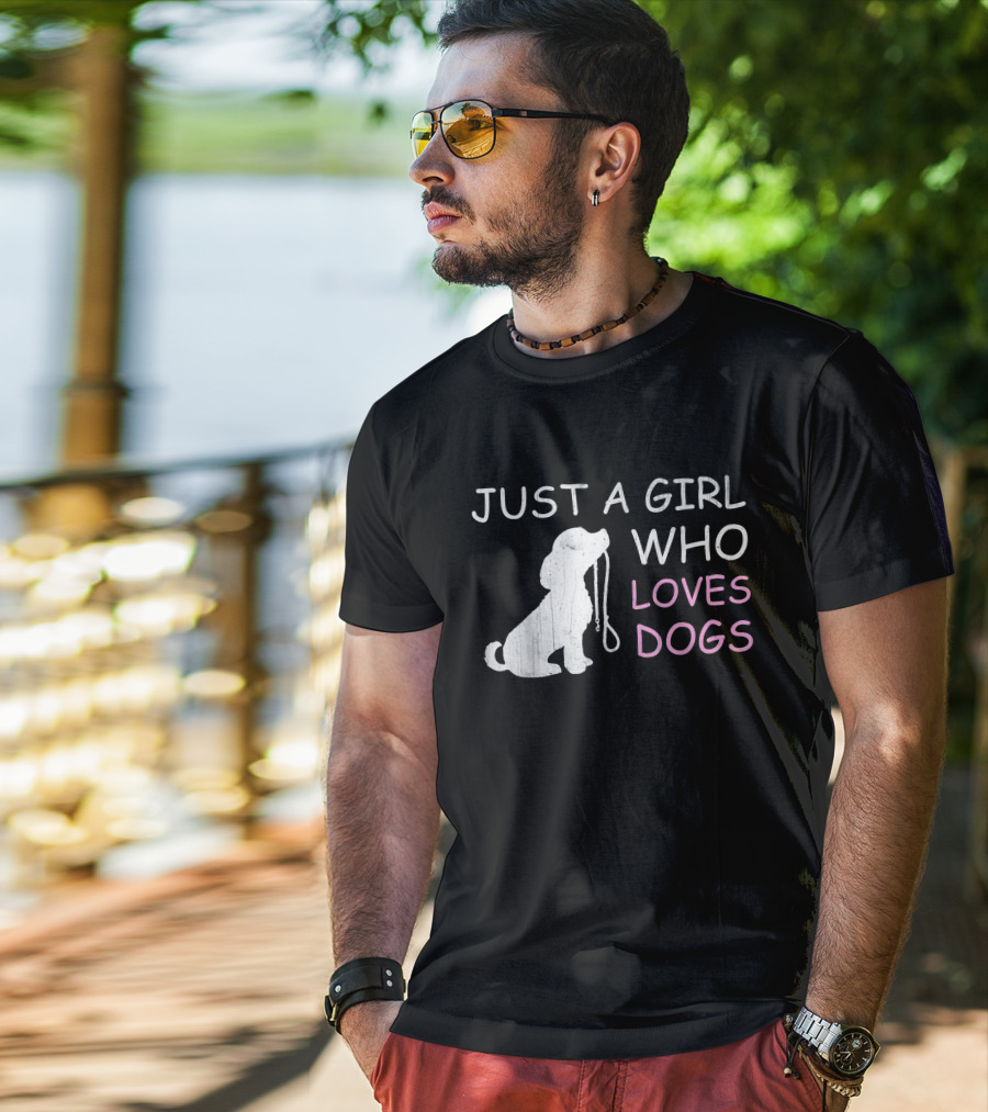 Just A Girl Who Loves Dogs With Leash T-Shirt
