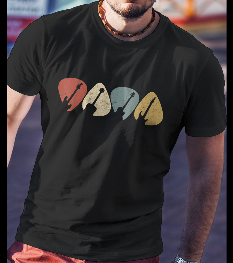 Vintage Guitar Pick Silhouette For Guitarist T-Shirt