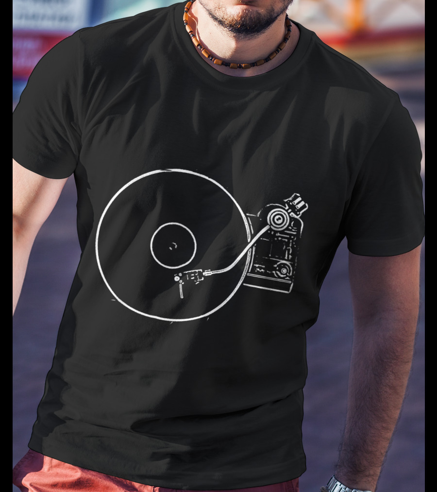 Vinyl Record Player Sketch Drawing Retro Music Turntable T-Shirt