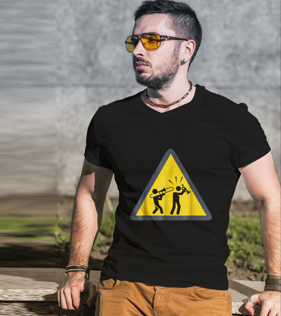 Trombone Funny Trombonist Warning Sign Icons T-Shirt