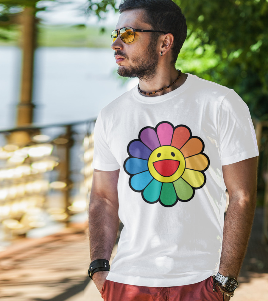 Takashi Murakami Smiling Flower Rainbow Colors T-Shirt