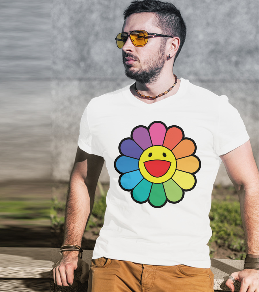Takashi Murakami Smiling Flower Rainbow Colors T-Shirt