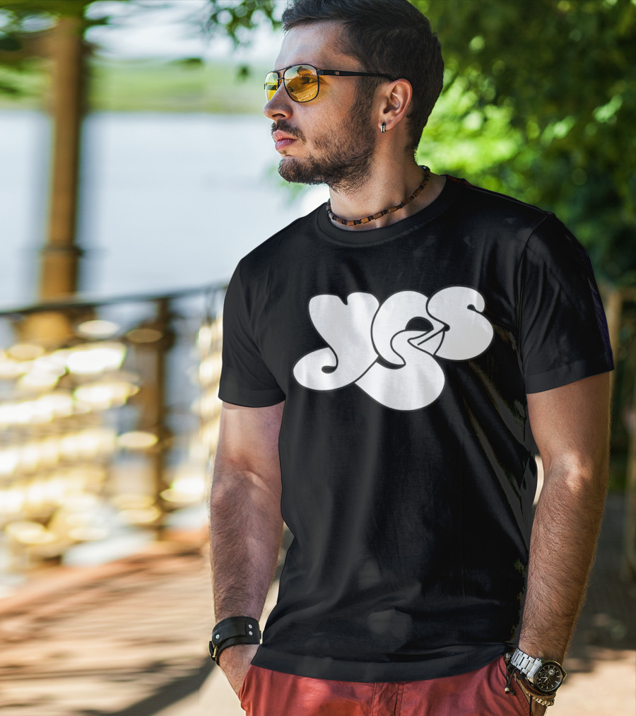 Yes Band Iconic Logo White Bubble Letters T-Shirt