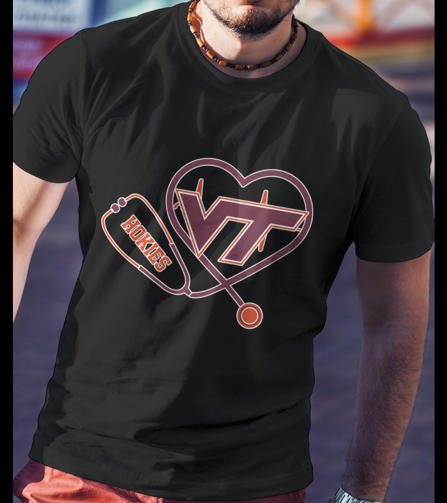 VT Hokies Heart Stethoscope T-Shirt