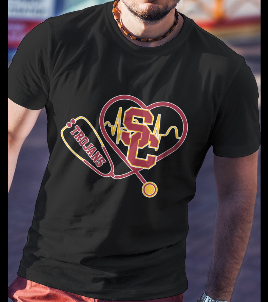 USC Trojans Heartbeat Stethoscope T-Shirt