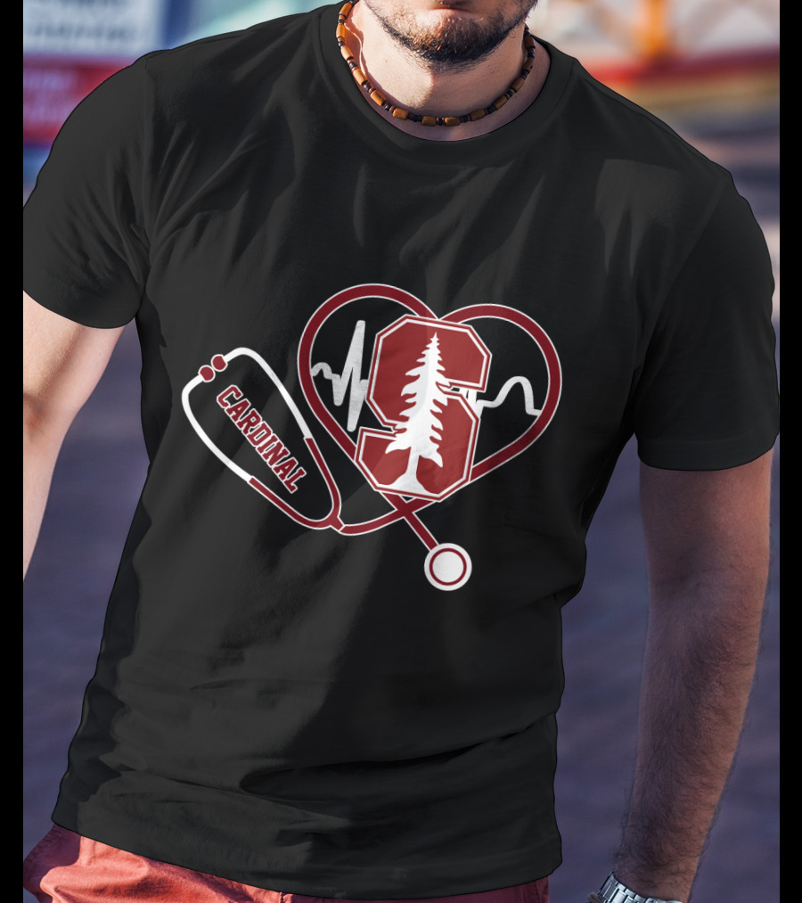 Stanford Cardinal Medical Stethoscope Heartbeat T-Shirt